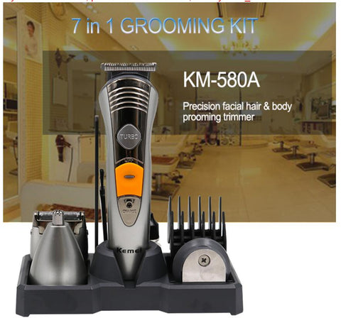 Kemei KM - 580a 7 in 1 Barber Machine Professional Hair Trimmer Electric Pro Hair Clipper - Adnan Electronics