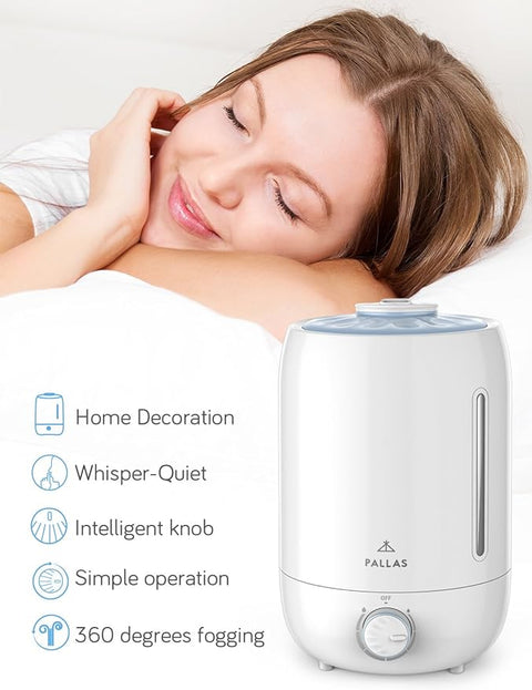 Pallas Ultrasonic Humidifier, Cool Mist Humidifier for Bedroom, Home & Baby.