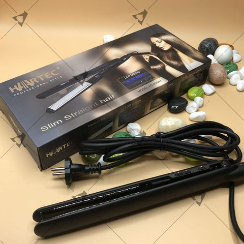 Hartec Titanium Plates Flat Iron Straightening Styling Tools Black LCD Display - Adnan Electronics