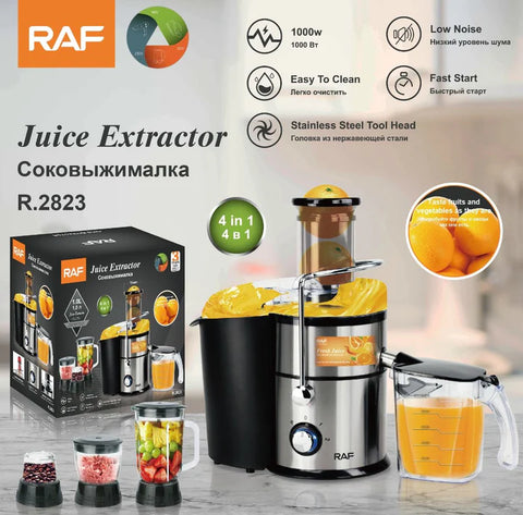 RAF R.2823 4 IN 1 Stainless Steel Juicer Extractor, Blender, Grinder, Chopper & Smoothie Ice Crusher - 1000W