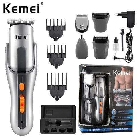 Kemei KM - 680a 8 in 1 Grooming Trimmer Kit - Adnan Electronics