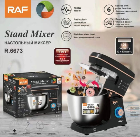 RAF Stand Mixer 3×1, Black, 1800 WATT, 12 Liter, Model R.6673