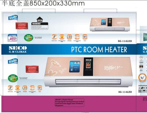 SECO Japanese PTC Room Split Inverter Heater SG-114LED [32 inches length] 1.5 Ton