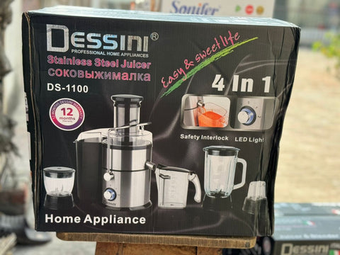 Dessini DS - 1100 Italy 4 IN 1 Blender, Grinder, Chopper, Mixer Miller, Juicer Extractor & Smoothie Ice Crusher - 1200W - Adnan Electronics