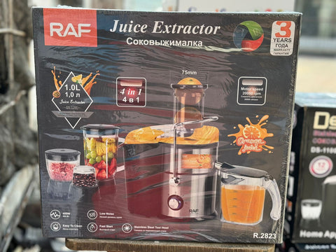 RAF R.2823 4 IN 1 Stainless Steel Juicer Extractor, Blender, Grinder, Chopper & Smoothie Ice Crusher - 1000W