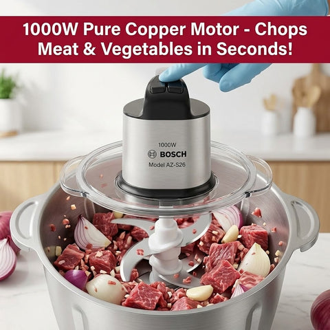 Bosch 6.0L Heavy Duty Electric Food Chopper & Meat Grinder – 1000W Pure Copper Motor
