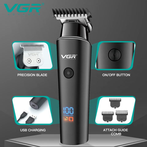 VGR V-937 Black Barber Machine Professional Hair Trimmer Electric Pro Hair Clipper