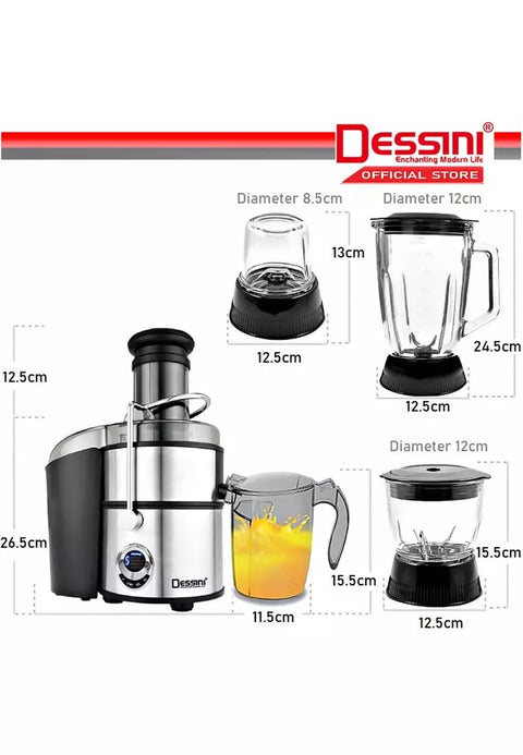 Dessini DS - 1188 Italy 4 IN 1 Lcd Display Blender, Grinder, Chopper, Mixer Miller, Juicer Extractor & Smoothie Ice Crusher - 1800W - Adnan Electronics