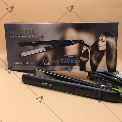 Hartec Titanium Plates Flat Iron Straightening Styling Tools Black LCD Display - Adnan Electronics