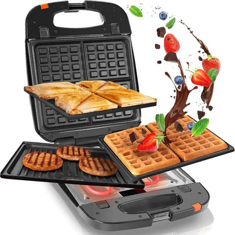 3 - in - 1 Sandwich Maker/ Paninis, Waffles, Toasties & Griller - Adnan Electronics